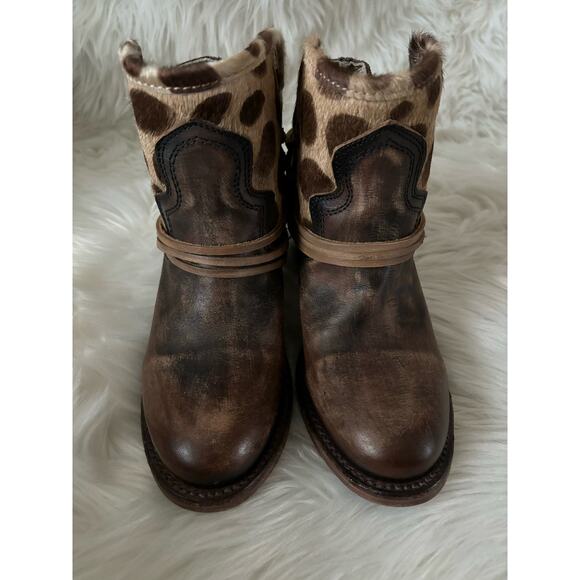 FREEBIRD By Steven Casey Ankle Booties Brown Leopard Boots 6 - Picture 5 of 12